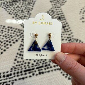 Triangle Tortoise Stud Acrylic Acetate Earrings in Blue